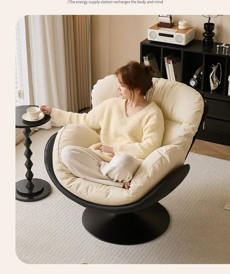Nordic Luxury 360 Degree Rotating Egg Lazy Rocking Chair Leisure Single Sofa for Balcony Living Room Comfortable Relax Lounge