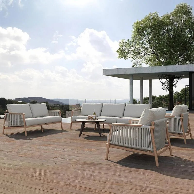 Outdoor sofa waterproof and sunscreen leisure rope weaving