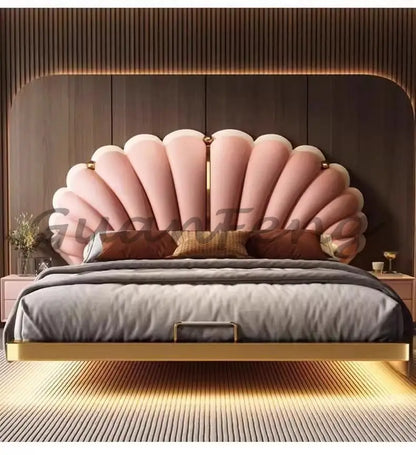Floating Princess Bed European Genuine Leather Vintage Solid Wood Bed Light Luxury High Quality Cama De Casal Bedroom Furniture