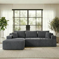 105" L Shaped Sectional Couch, Cloud Modular Boneless Sofa with 2 Cup Holders, Oversized Corduroy Floor Sofa with, Custom