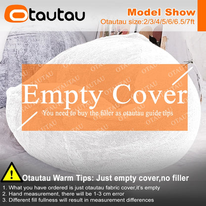OTAUTAU Fluffy Faux Bunnyf Fur Bean Bag Cover Corner Pouf Cover DD003【No Filler Inside! You Need To Buy Filler By Yourself !】
