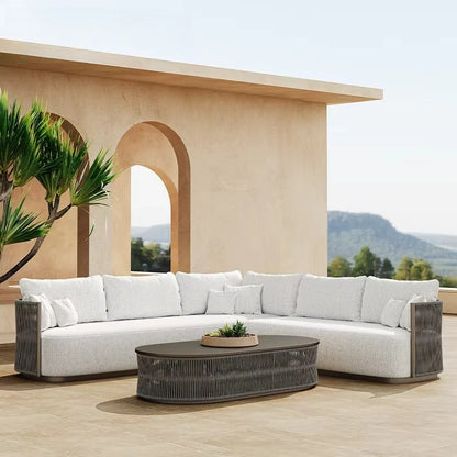 Outdoor furniture set Hotel garden set Terrace furniture set L-shaped sofa Resort villa terrace Aluminum outdoor rope sofa