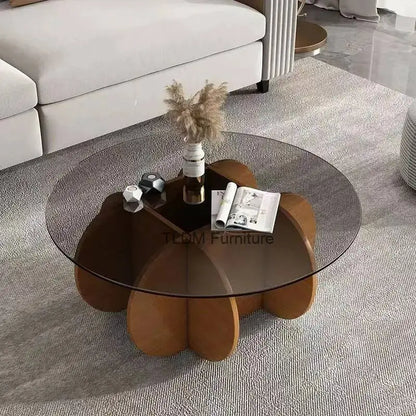 Table basse ronde en verre trempé résistant aux hautes températures, style luxe léger et créatif, stable, pour salon et maison