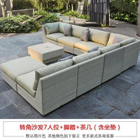 Budget-friendly Outdoor Rattan Woven Sofa, Outdoor Garden, Villa, Courtyard Balcony, Casual Corner Sofa, Coffee Table