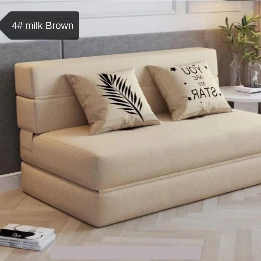 Folding sofa bed dual-purpose small apartment living room bedroom tatami rental house lazy sofa accompanying bed anti-fall pad