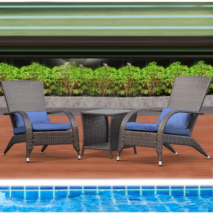 Outdoor Wicker Adirondack Chairs Set 2 Rattan Fire Pit Chairs Oversized Comfy Relax Accent Patio Chairs