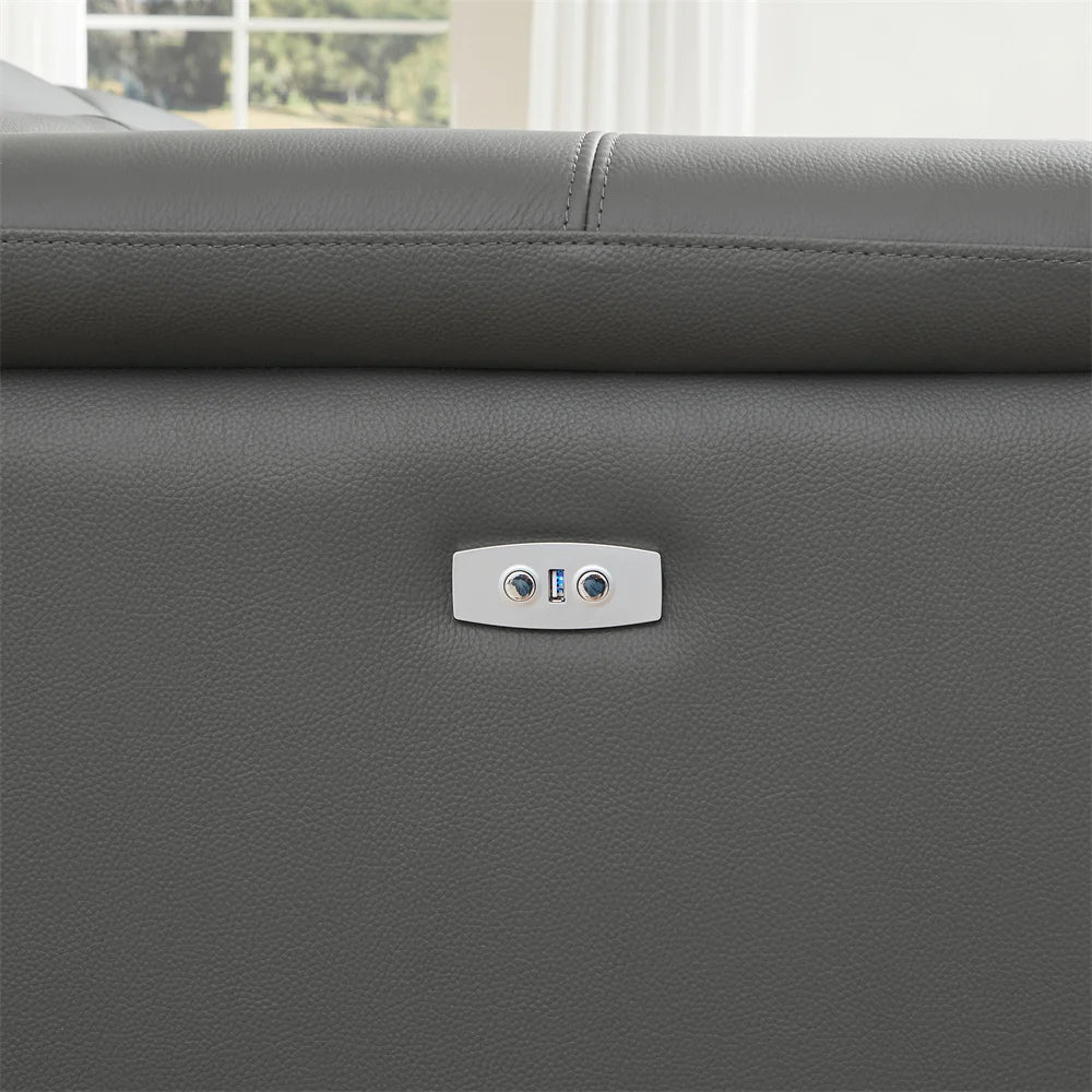 Custom Leather L Shaped Couch Lounge Multifunction Power Smart Recliner Electric Reclining Corner Sofa USB Headrest Footrest