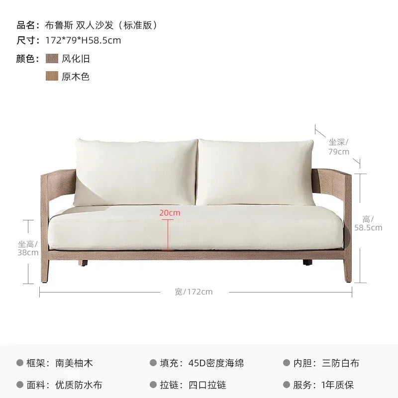 Italian Style Simplicity Waterproof and Sunscreen Garden Sofas Teak Modern Garden Sofas Designer Outdoor Furniture Divano HBOS