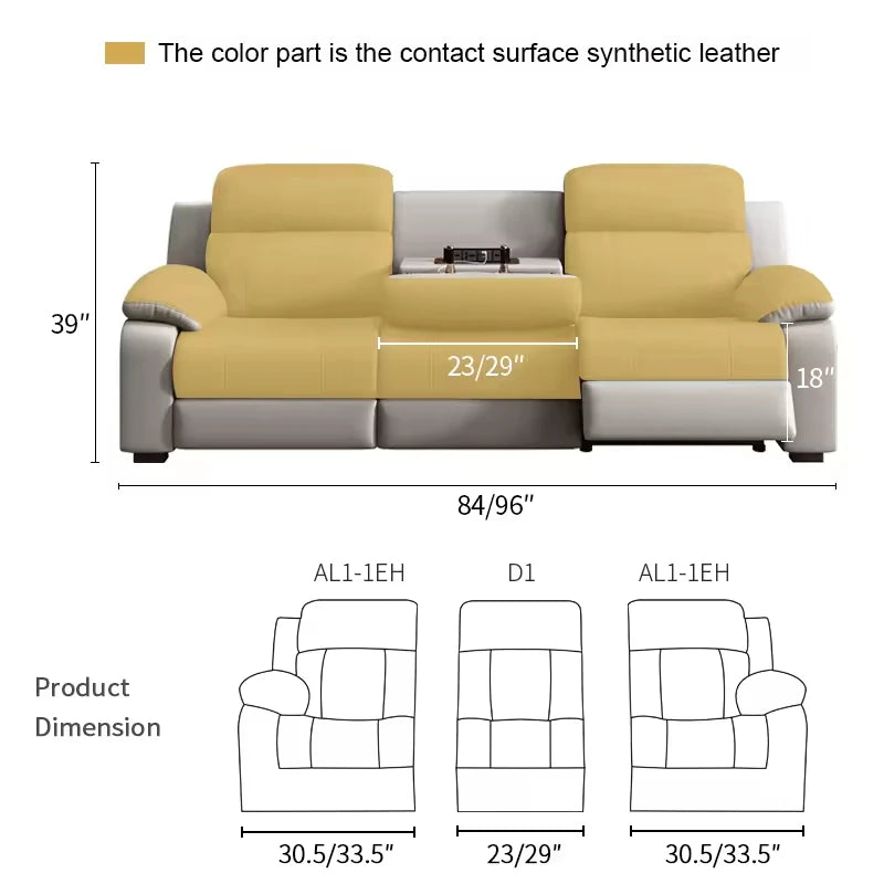 Couch Recliner Chair Furniture Supplier with Table USB Factory 3 Seater Electric Smart PU Leather Reclining Reclinable Sofa