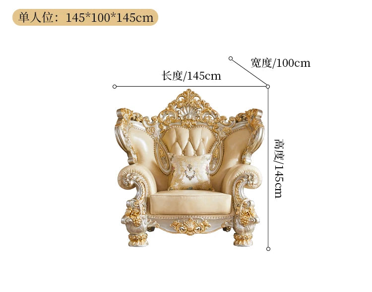 Luxury Couch Living Room Sofa Genuine Leather Solid Wood Living Room Sofa Elegant Europe Canape Salon Home Furniture