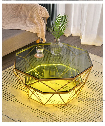 Nordic Glass Living Room Coffee Tables Light Luxury Modern Toughened Glass Bedroom Corner Table Iron Coffee Table Home Furniture