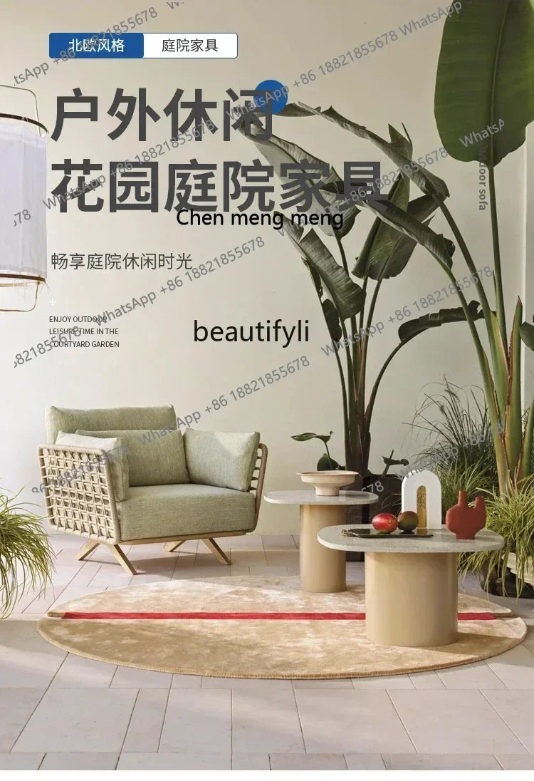 New arrive Nordic outdoor sofa rainproof rattan cafe courtyard hotel garden leisure card seat combination420