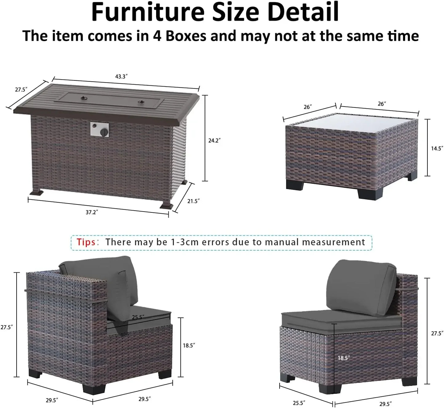 Outdoor Patio Furniture Se,  6 Pieces Outdoor Furniture Patio Sectional Sofa s w/43 Propane Gas Firepit   Coffee