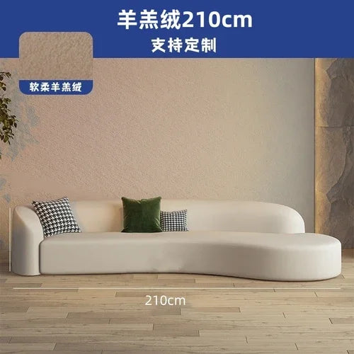 Canape Curved Sofa White Japandi Postmodern Elegantes Design 3 Seater Sofa Cloud European Sofa Lazy Divano Trendy Furniture
