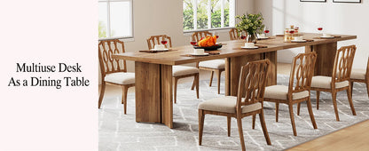 63-inch Dining Table for 4-6, Farmhouse Kitchen Table with Large Tabletop, Rectangular Eating Table for Dining Room, Living Room