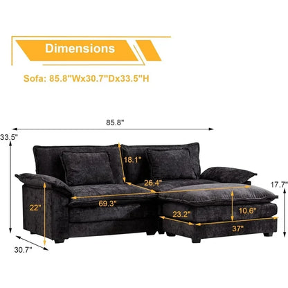 Convertible Sectional Sofa,  Chenille Fabric Double-Upholstered Comfy Sleeper Sofa
