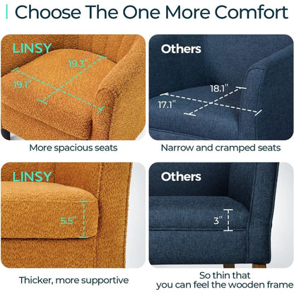 accent chair with ottoman, chenille barrel chair with footstool, modern upholstered armchair for living room bedroom waiting ro