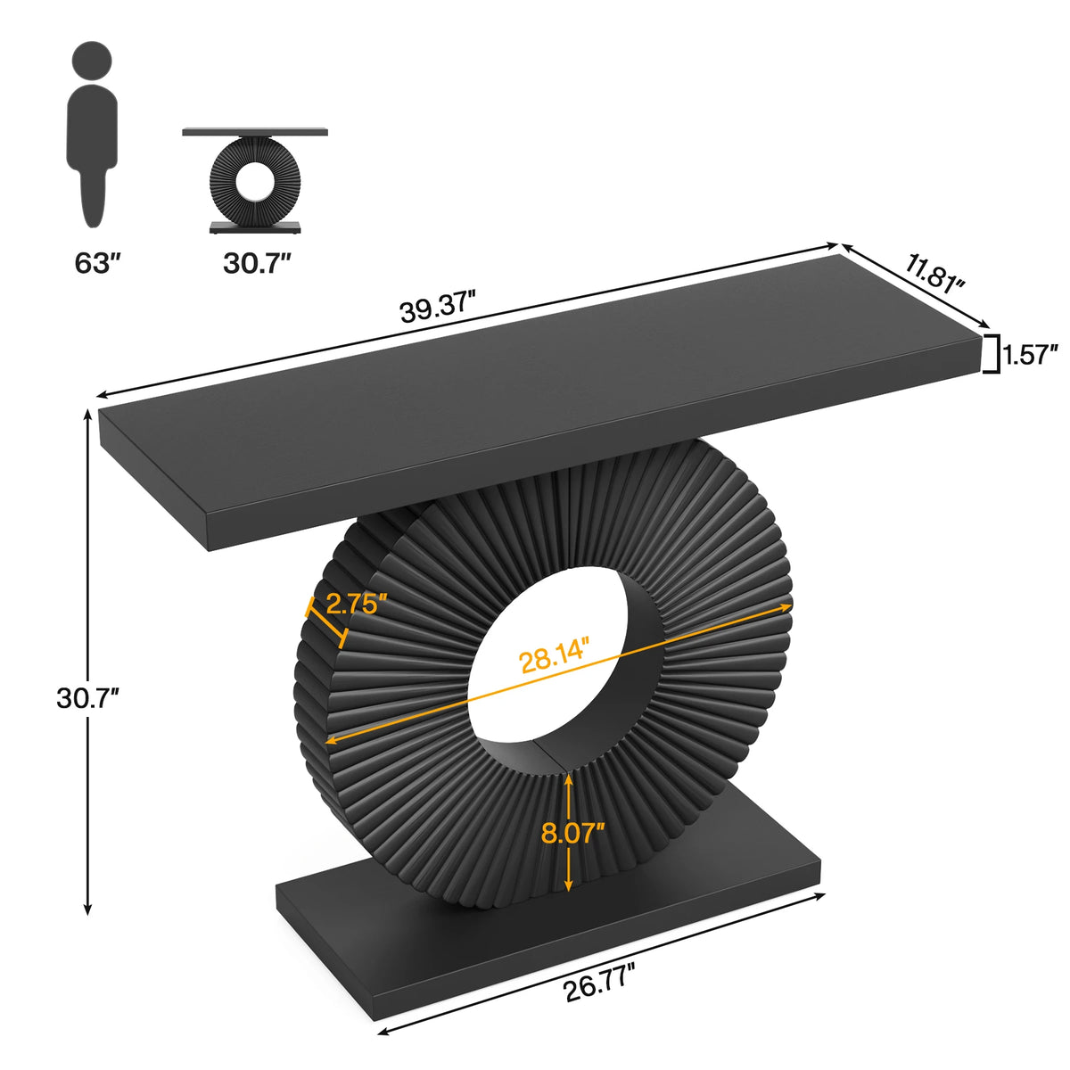 Tribesigns Modern Console Table with Geometric Base, 40 inch Wood Entryway Table Sofa Table Narrow Long Table