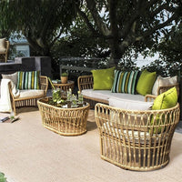 Leisure villa rattan sofa set courtyard garden multi-person furniture combination hotel homestay coffee table rattan sofa