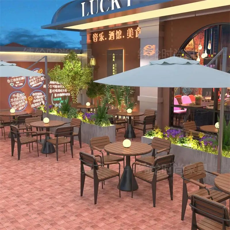 Leisure Sun-Proof Outdoor Bistro Set Small Round Table for Restaurant Music Bar and Patio Lounge Dining