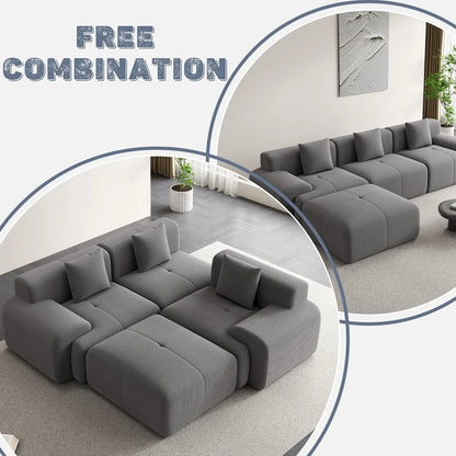 120" Cloud Modular Sectional Couch,Boneless Sofa,L-Shape Upholstered Sofas with Deep Seat,Modern Cozy Corduroy, Customized