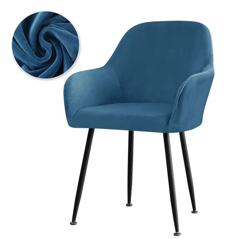Thick Velvet Chair Covers Plush Fleece High Arm Chair Cover Elastic Slipcover All-inclusive Solid Chair Cover