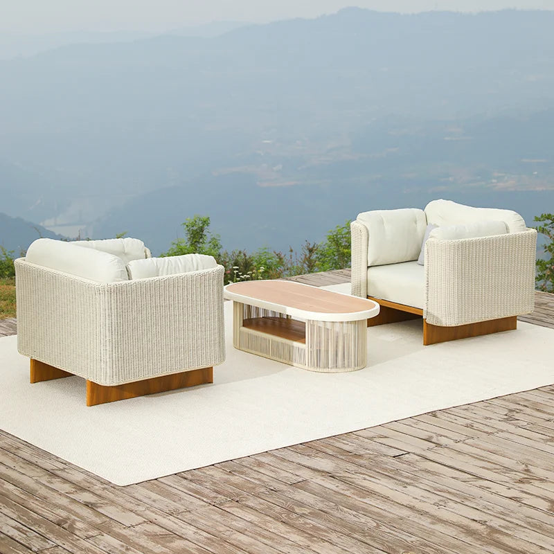 Meiqi Luxury Modern Durable Outdoor Garden Sofa Set with  Aluminum Alloy Frame Waterproof Sunproof Patio Lounge Sofa Combination