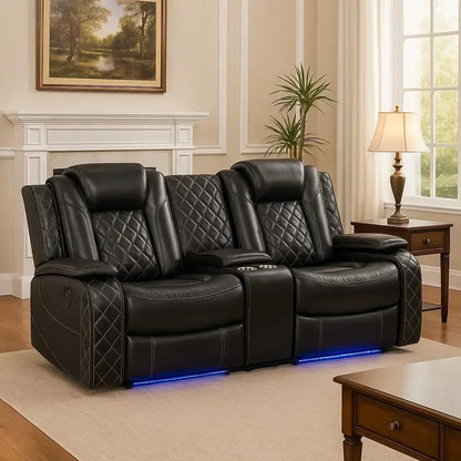 Bestseller Power Leather Recliner Sofa Set with LED Lights