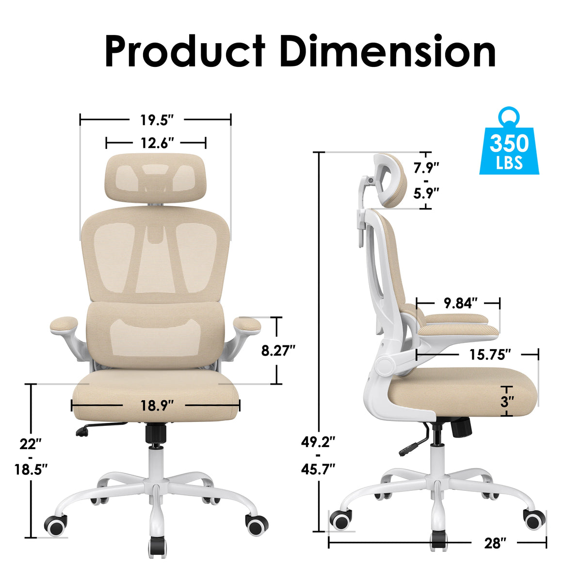 Farini Ergonomic Office Chair, Home Office Desk Chair with Lumbar Support & Headrest, High Back Computer Chair for Work, Study
