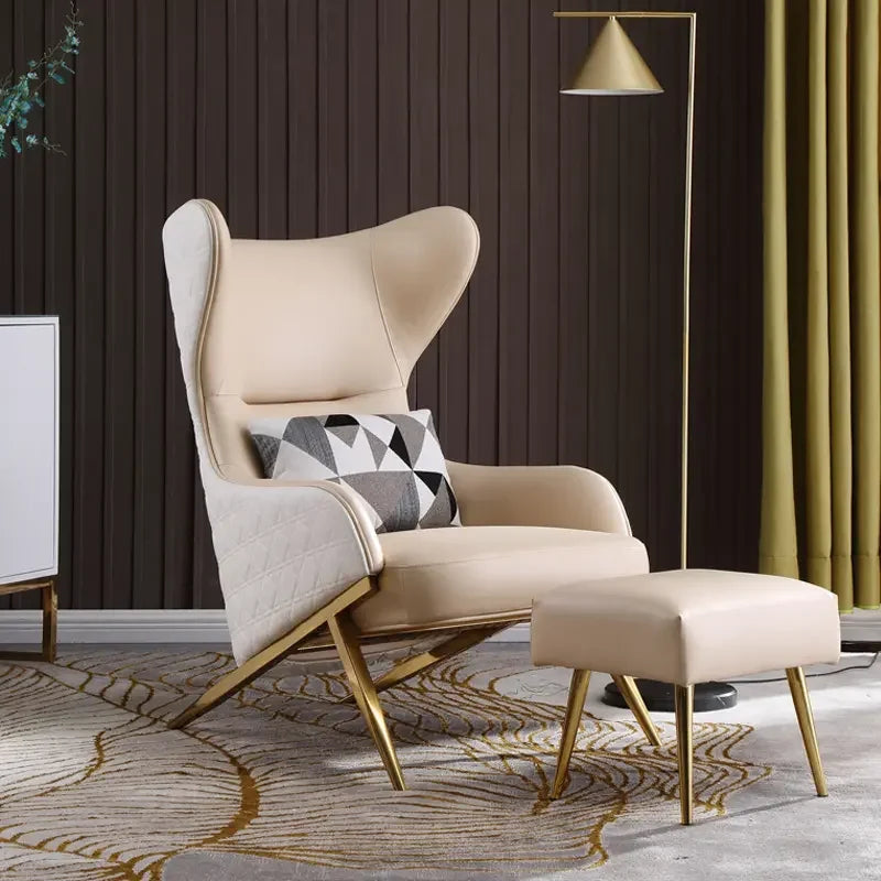 Nordic Luxury High Back Steel Chair Simple Modern Design Single Sofa for Villa Home Living Room Luxury Hotels Use