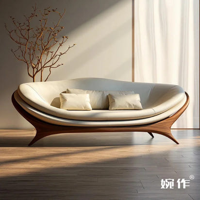 Washable White Nordic Sofa Wood Adults Reclining Lounge Double Chaise Couch Living Room Bedroom Lazy Divano Letto Furniture