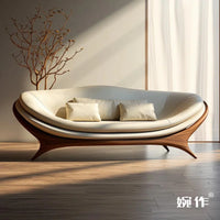 Washable White Nordic Sofa Wood Adults Reclining Lounge Double Chaise Couch Living Room Bedroom Lazy Divano Letto Furniture