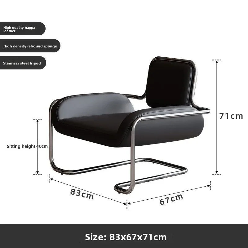 Nordic Designer Medieval Stainless Steel Light Luxury Minimalist Living Room Reception Leisure Single Chair Special-shaped Chair