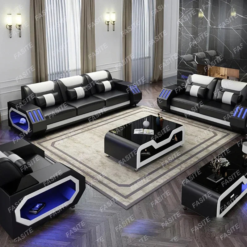 Internet celebrity modern multi-functional led living room comfortable living room reclining sofa
