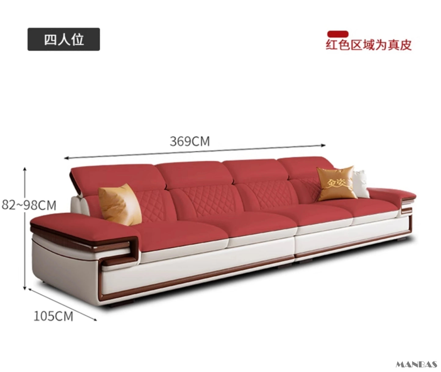 MINGDIBAO Premium Italian Genuine Leather Sofa Set for Living Room with Adjustable Headrests, Bluetooth Speaker, Wireless Charge