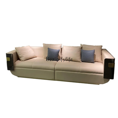 4yj9 Italian Style Light Luxury Genuine Leather Sofa Set Villa Living Room Combination Furniture Postmodern Hong Kong Style