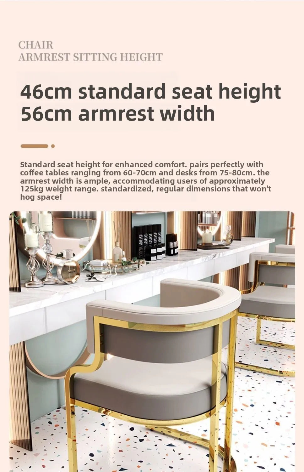 Modern Light Luxury Accent Chair Premium Dining Chair for Salon Reception Office Conference Hotel Lounge Makeup Nail Studio