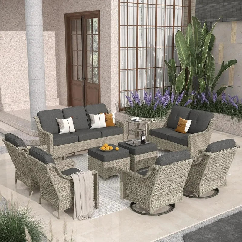 Rattan Outdoor Sofa Set for Patio, Garden, Poolside, and Deck Furniture