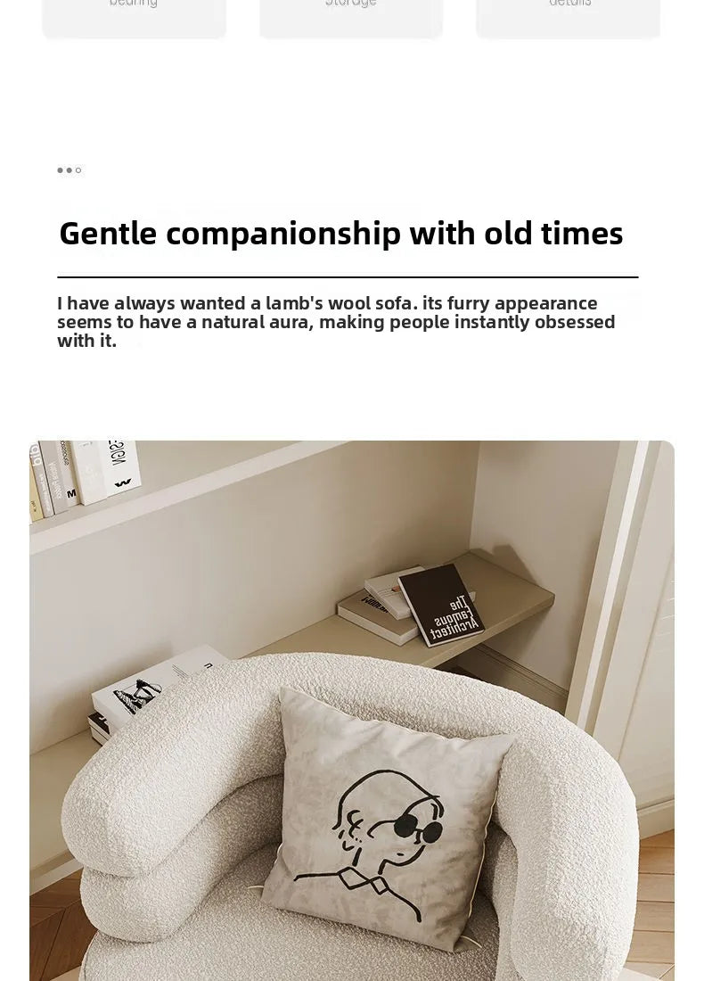 Bohemian Fluffy Accent Chair Modern Lamb Wool Lounge Chaise Plush Single Sofa for Small Space  Luxury Vanity Stool for Bedroom