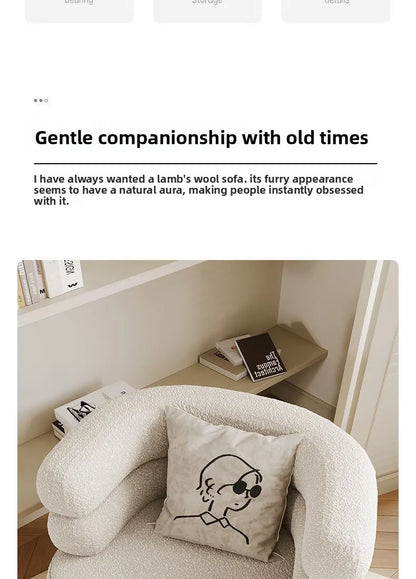 Bohemian Fluffy Accent Chair Modern Lamb Wool Lounge Chaise Plush Single Sofa for Small Space  Luxury Vanity Stool for Bedroom