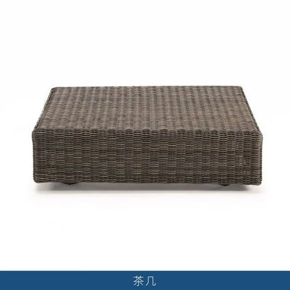 Nordic courtyard rattan furniture outdoor waterproof sunscreen sofa coffee table pedal double recliner resort bed and breakfast