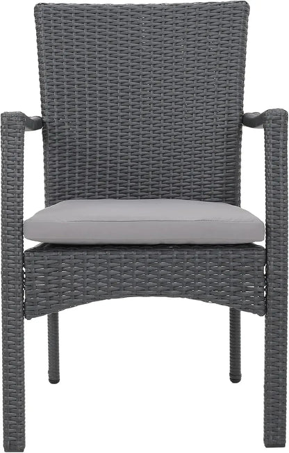 Amanda Outdoor Wood and Wicker Expandable 8 Seater Dining Set