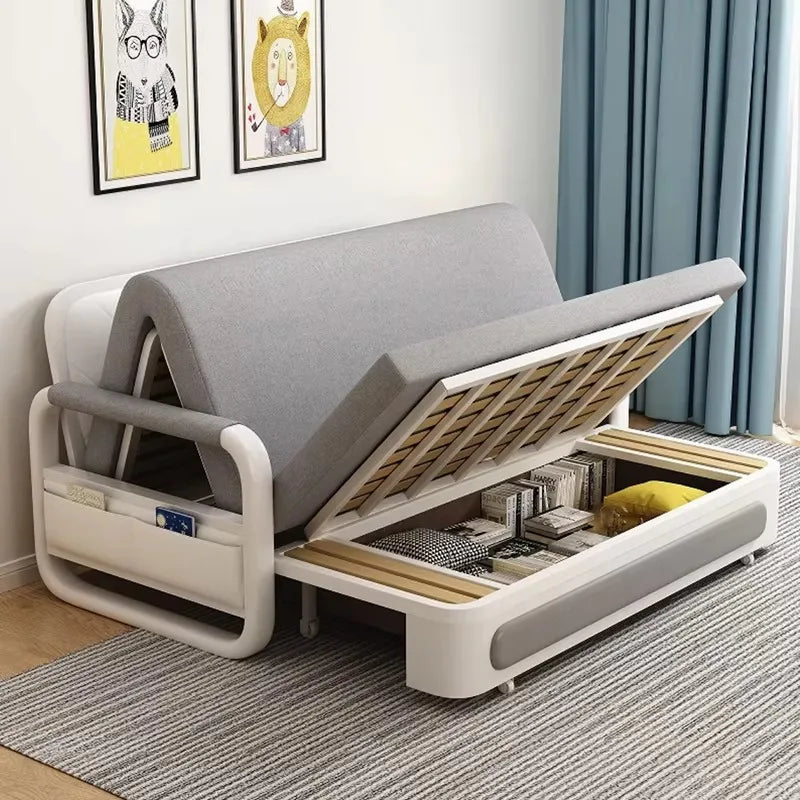 Technology cloth sofa bed dual purpose, multi functional foldable, small apartment in the living room, double fabric art
