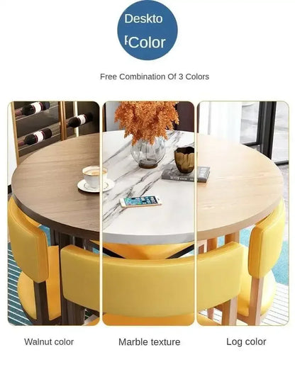 Round Mobile Dining Tables Set Kitchen 4 Chairs Center Wood Table Extendable Luxury Floor Mesa Comedor Home Furniture