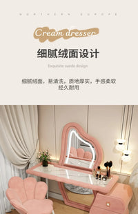 User-friendly Nordic Led Mirror Dressing Table Brown Drawer Bedroom Light Dressing Table Beautiful Storage Furniture Comfy