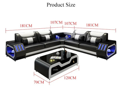 Internet celebrity modern multi-functional led living room comfortable living room reclining sofa