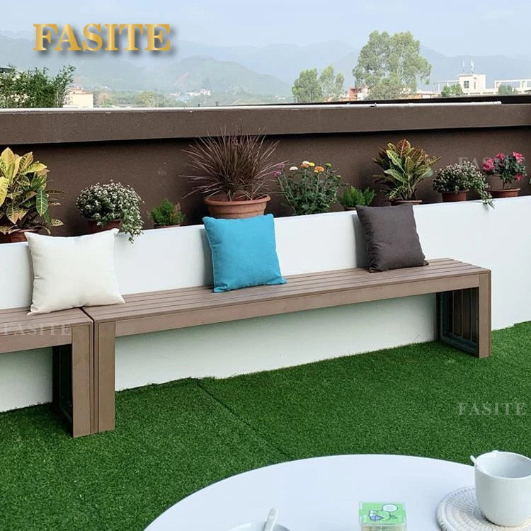 Table et chaise d'extérieur en plastique et bois, banc de balcon de Style nordique pour cour de loisirs, Anti-corrosion