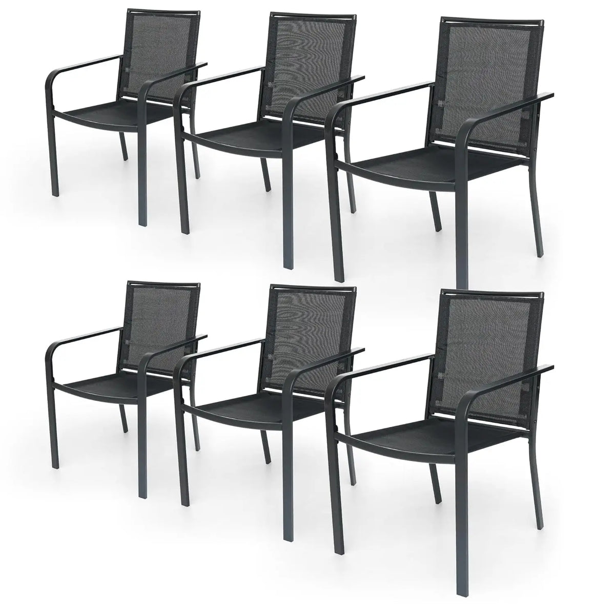 Patio Dining Chairs Set of 6, Outdoor Stackable Dining Furniture Set, All Weather Dining Set for Lawn, Garden, Backyard, Poolsid