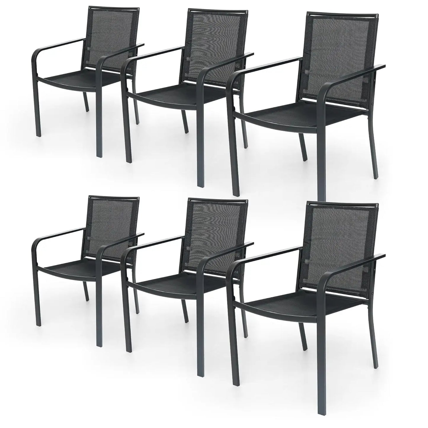 Patio Dining Chairs Set of 6, Outdoor Stackable Dining Furniture Set, All Weather Dining Set for Lawn, Garden, Backyard, Poolsid