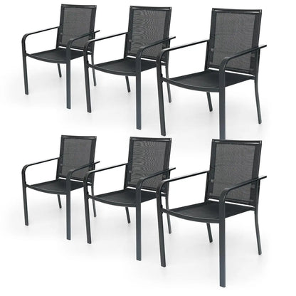 Patio Dining Chairs Set of 6, Outdoor Stackable Dining Furniture Set, All Weather Dining Set for Lawn, Garden, Backyard, Poolsid